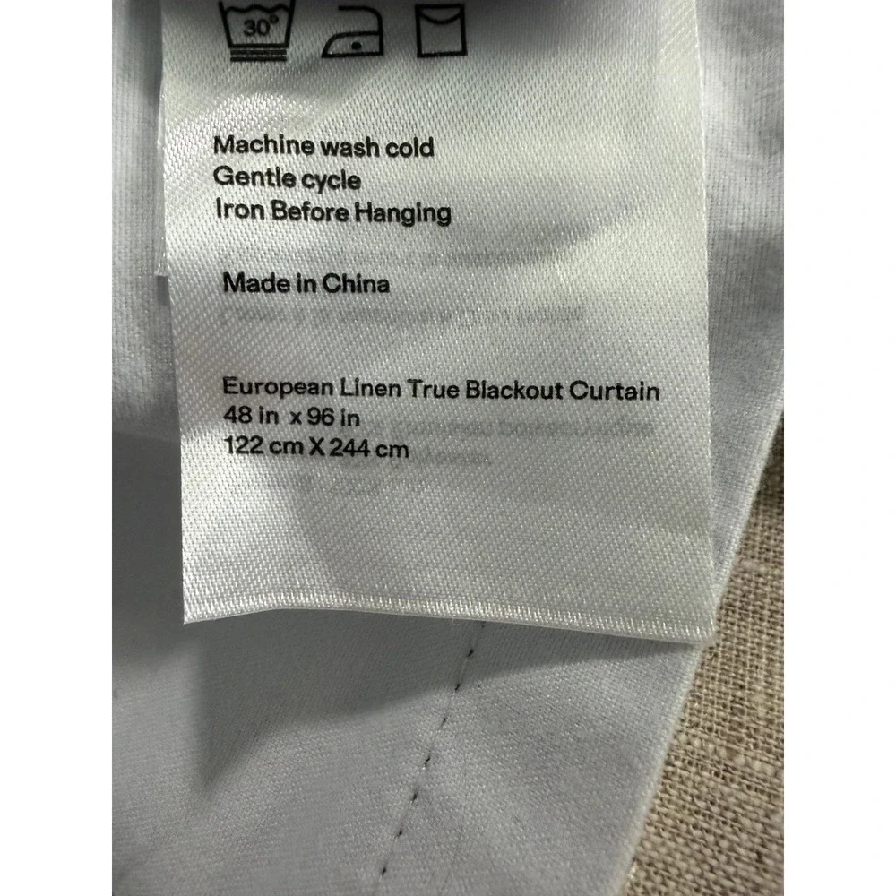 Quince European Linen True Blackout Curtain Light Flax Single Panel 48